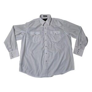 Circle S Western Shirt Size 17/36 White Cowboy Formal Pearl Snaps Dallas Texas